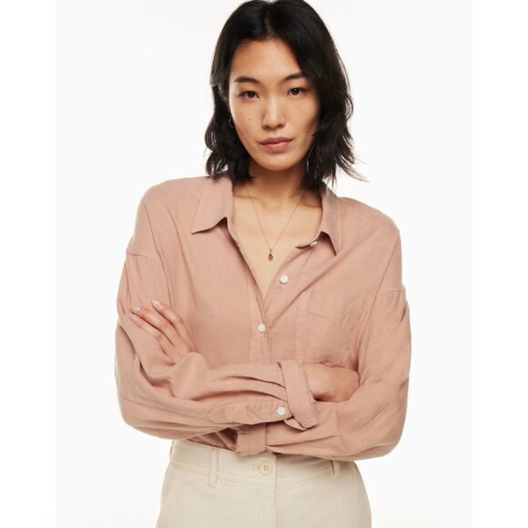 Aritzia Wilfred Free | Relaxed Linen Shirt In Terracotta - Picture 2 of 12